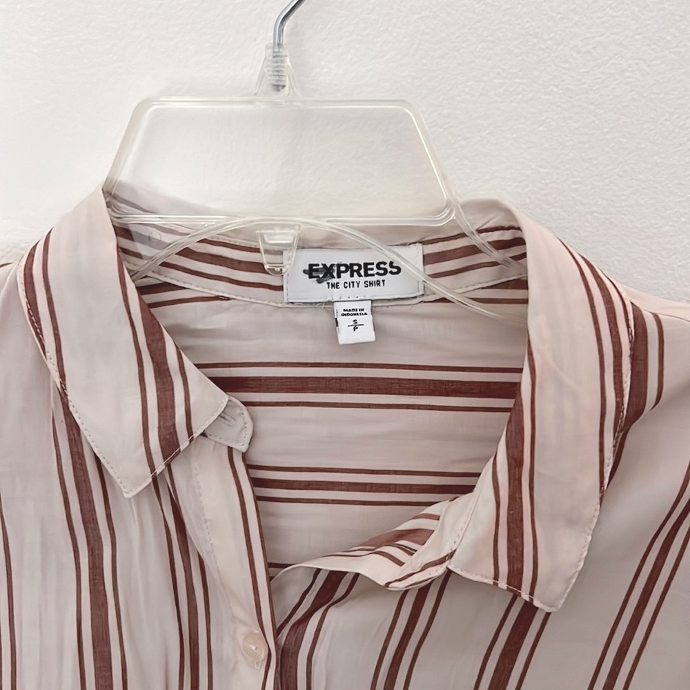 Pink Candy Stripe Button Down Blouse